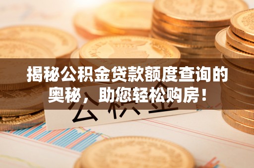 铁门关揭秘公积金贷款额度查询的奥秘，助您轻松购房！